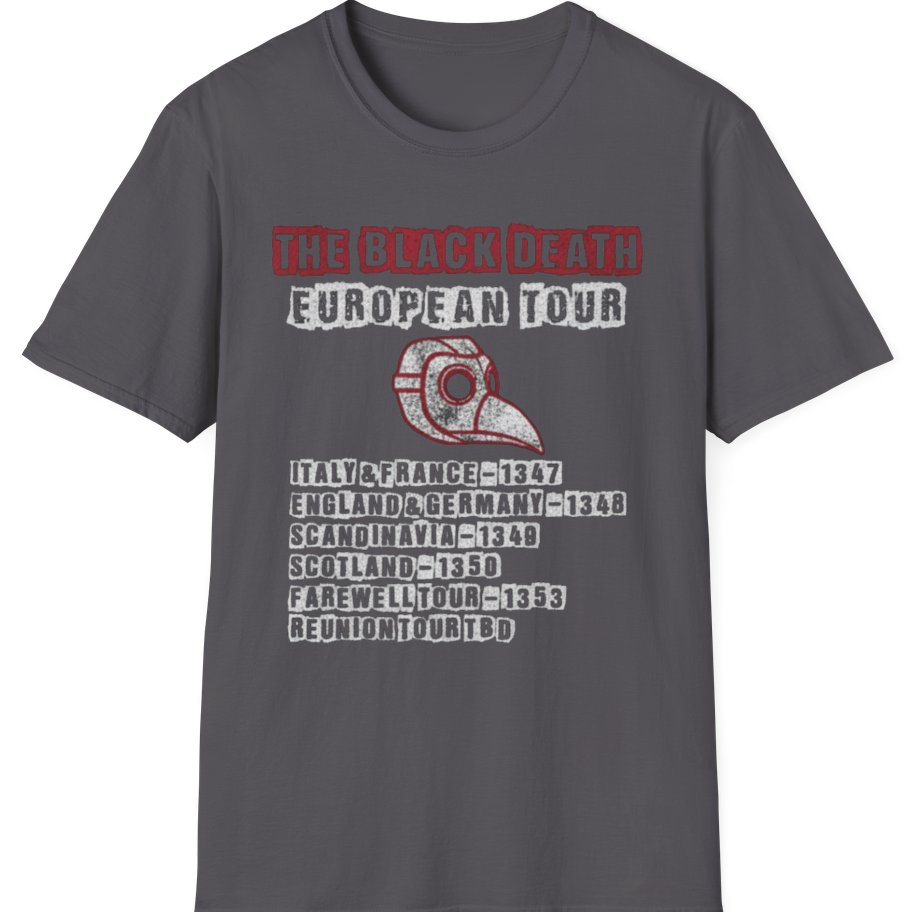 The Black Death European Tour T-Shirt - Charcoal front