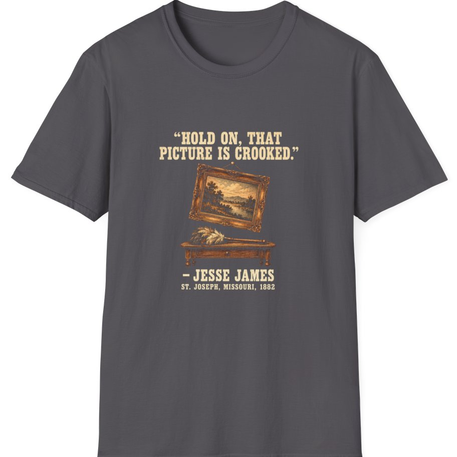 Jesse James Crooked Picture T-Shirt - Charcoal front