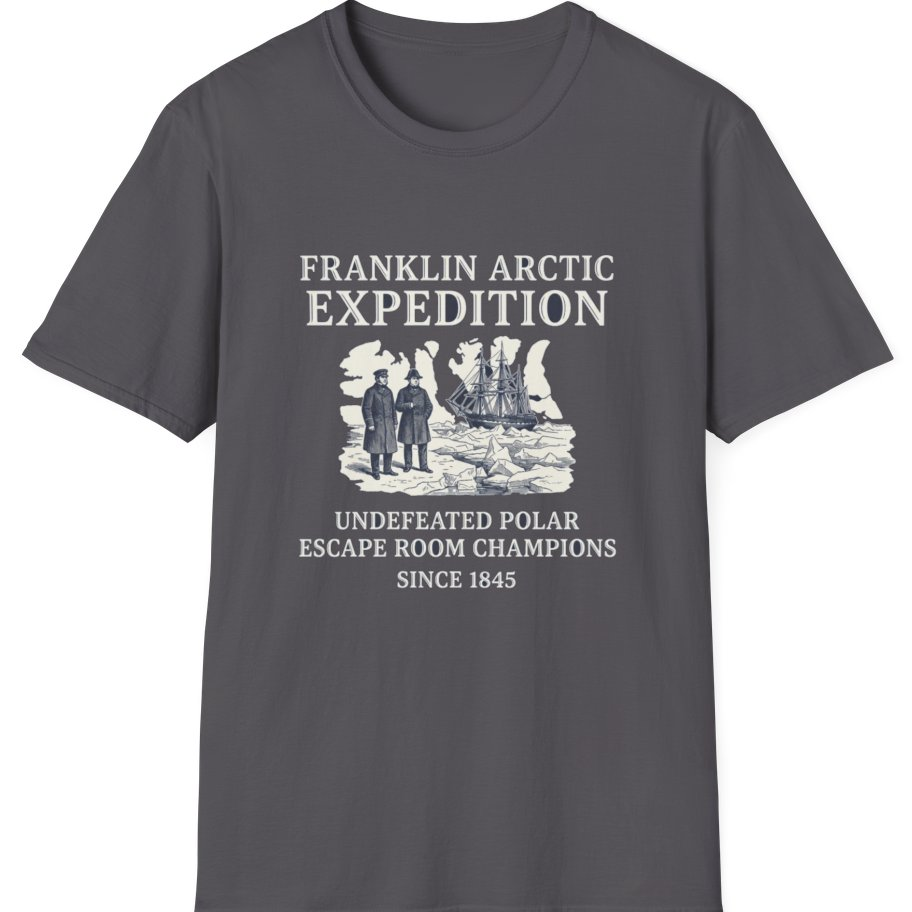Franklin Arctic Expedition Escape Room T-Shirt - Charcoal front