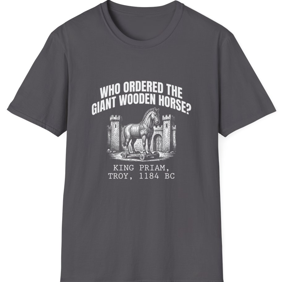 Trojan Wooden Horse T-Shirt - Charcoal front