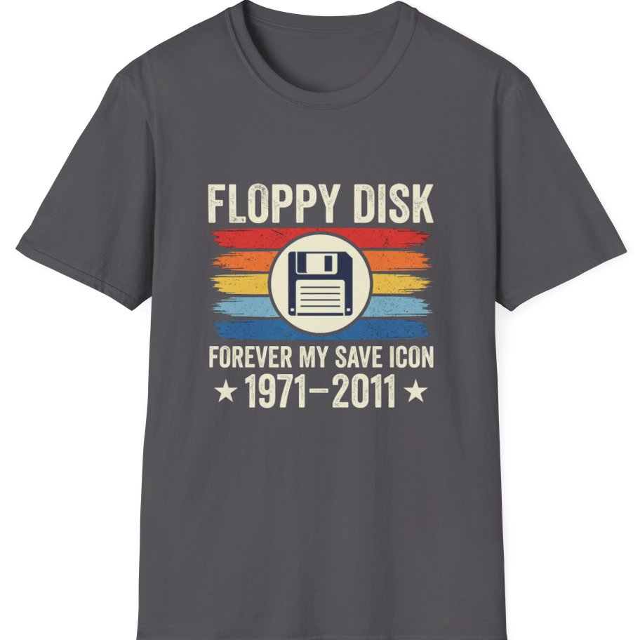 Floppy Disk Memorial T-Shirt - Charcoal front