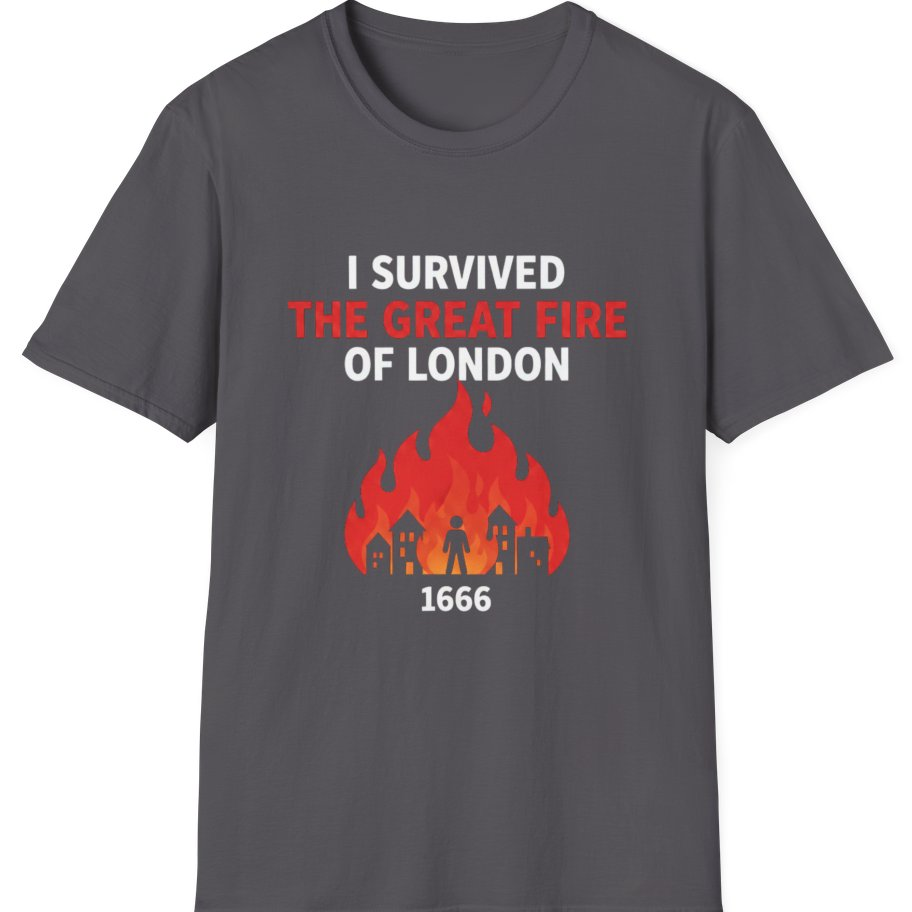 I Survived The Great Fire T-Shirt - Charcoal front
