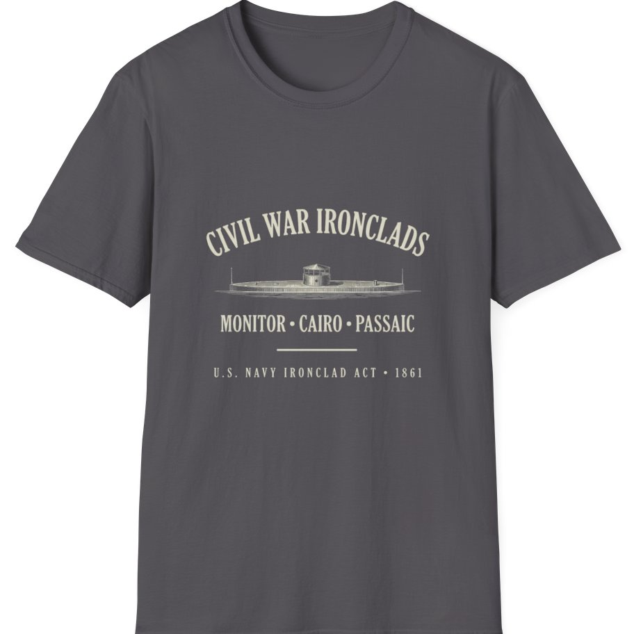 Civil War River Ironclads T-Shirt - Charcoal front