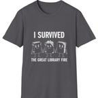 I Survived The Great Library T-Shirt - Charcoal front