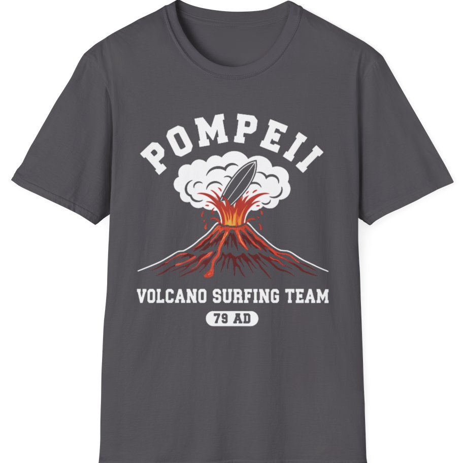 Pompeii Volcano Surfing Team T-Shirt - Charcoal front