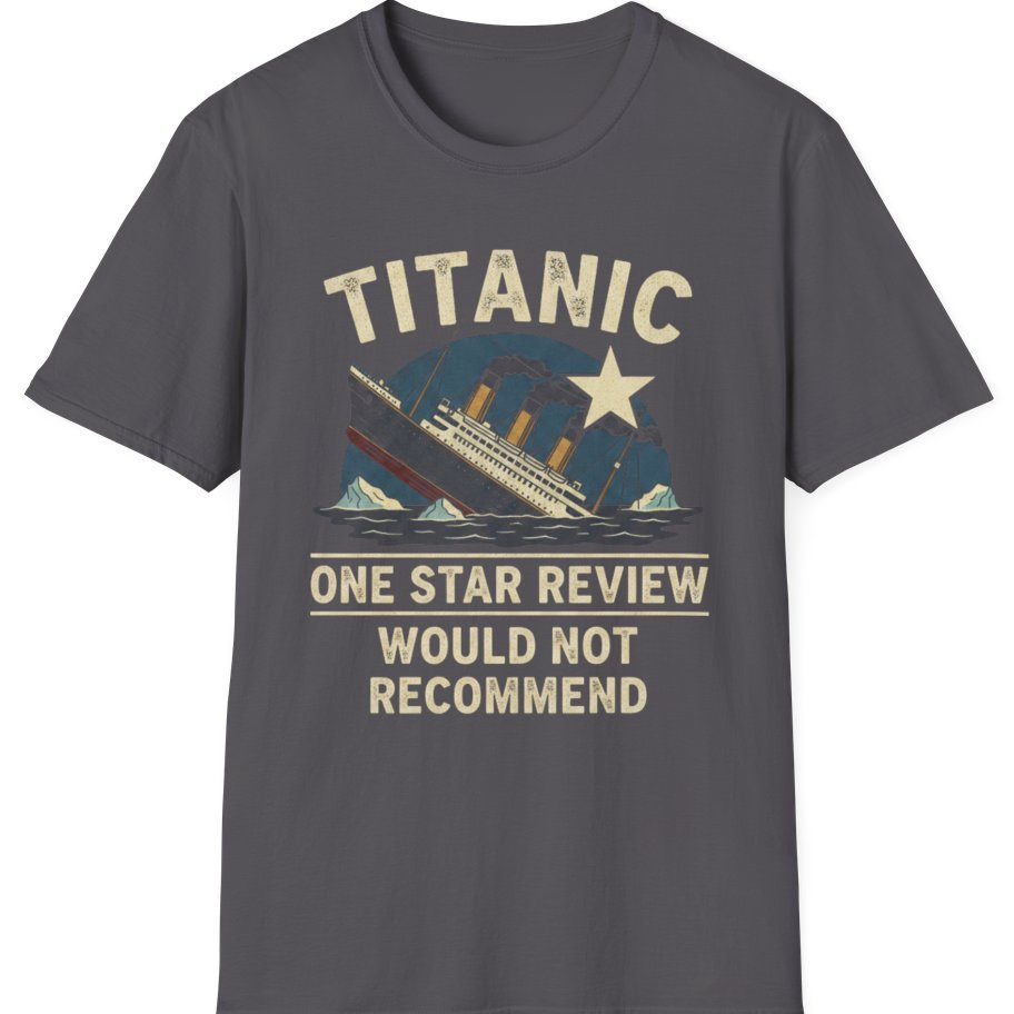 Titanic One Star Review T-Shirt - Charcoal front