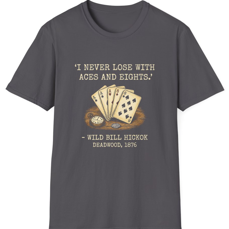 Dead Mans Hand Poker T-Shirt - Charcoal front