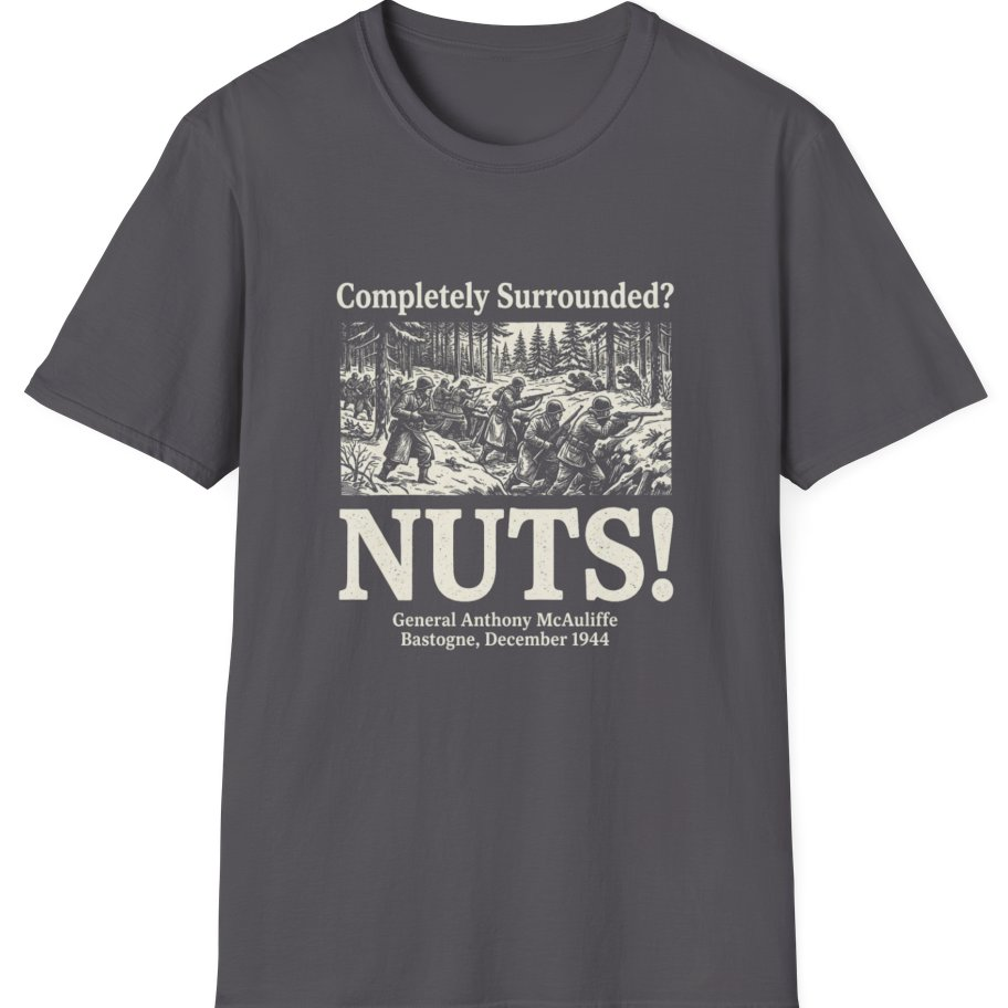 Bastogne Nuts Defiance T-Shirt - Charcoal front