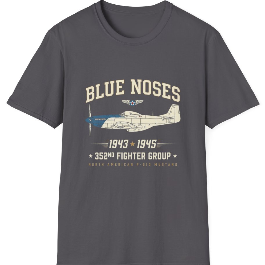 Blue Nosed Fighter Group T-Shirt - Charcoal front
