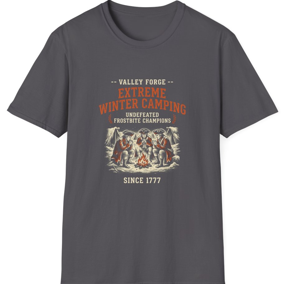 Valley Forge Winter Camping T-Shirt - Charcoal front