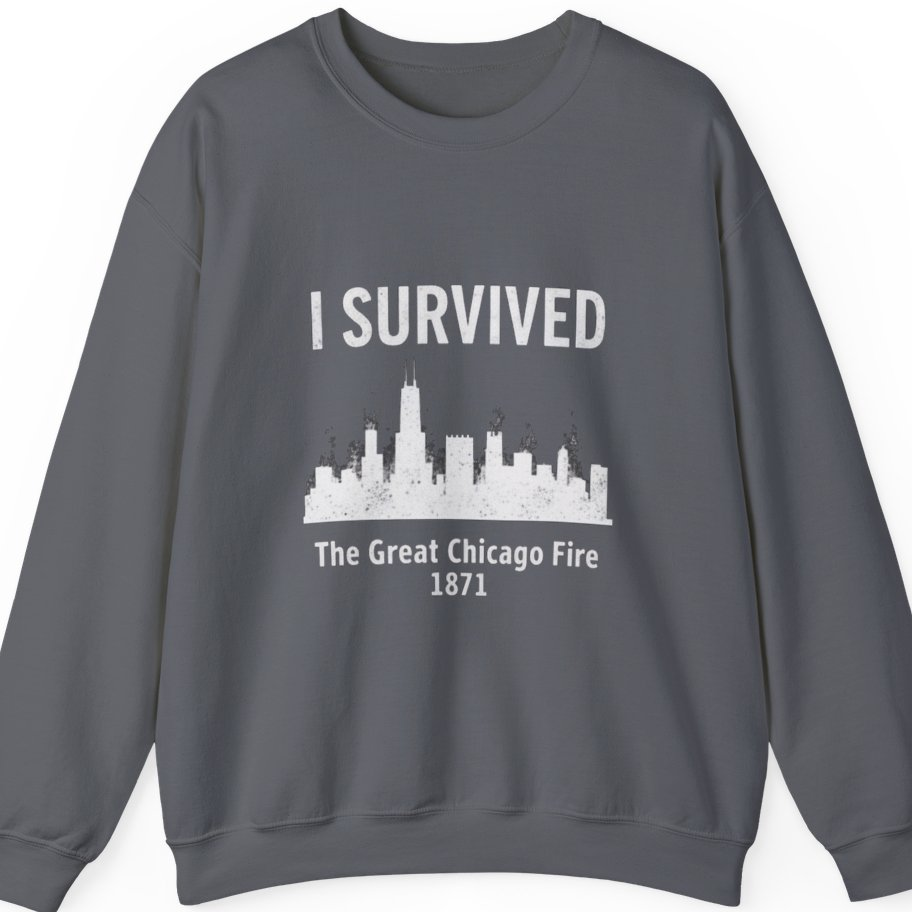 I Survived The Great Chicago Sweatshirt - Charcoal front