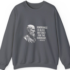 Socrates Ignorance Is Bliss Quote Sweatshirt - Charcoal front