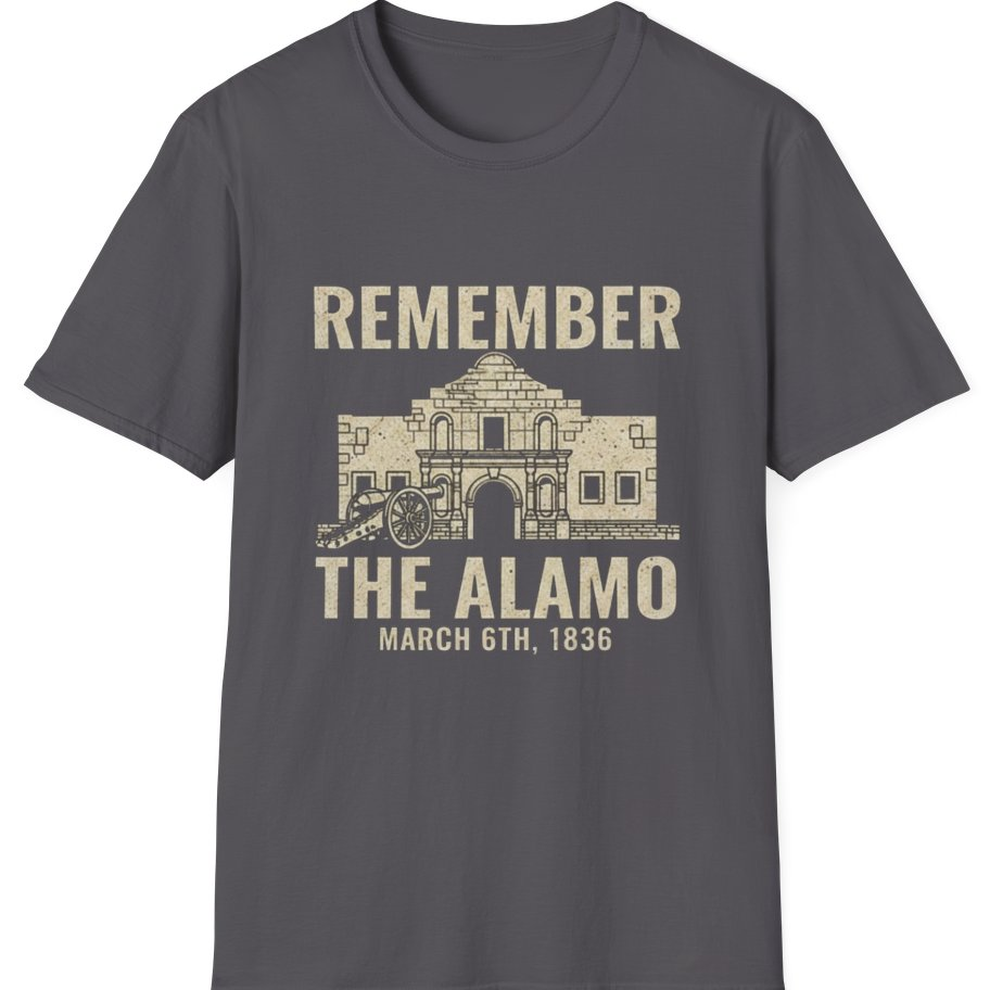 Remember the Alamo March 6th T-Shirt - Charcoal front