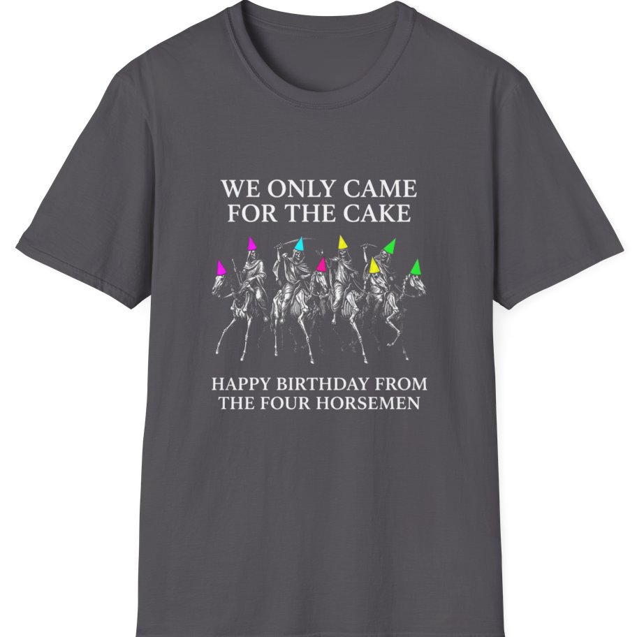 Four Horsemen Birthday Party T-Shirt - Charcoal front