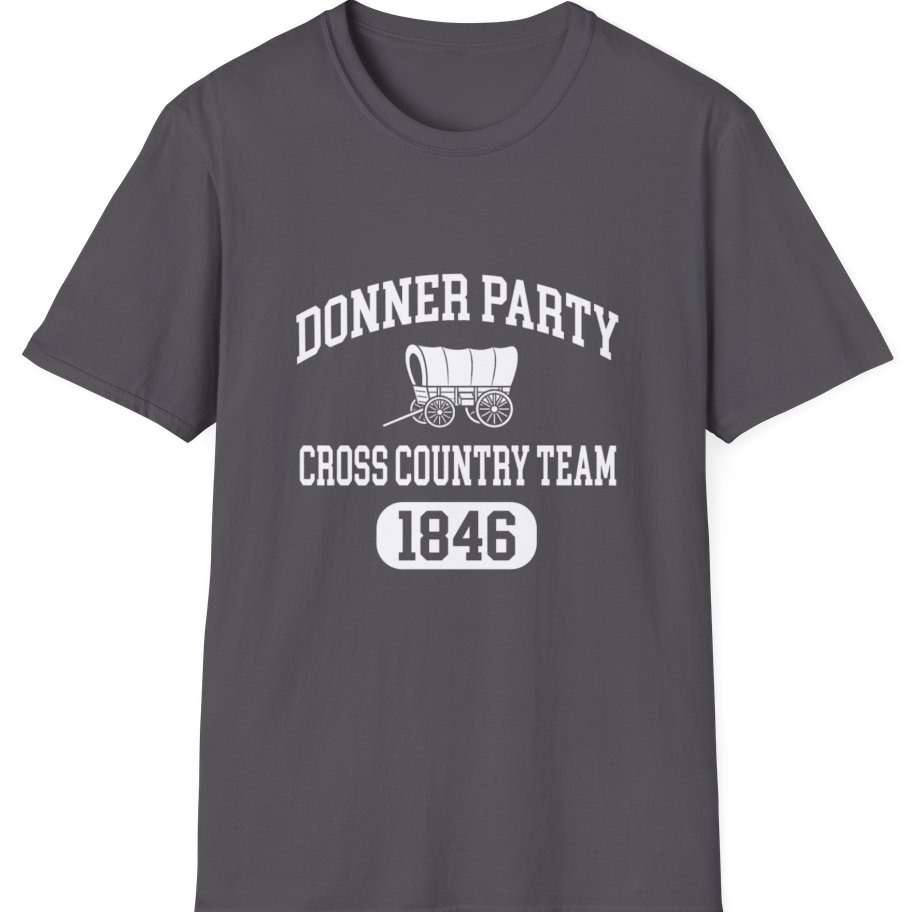 Donner Party Cross Country Team T-Shirt - Charcoal front