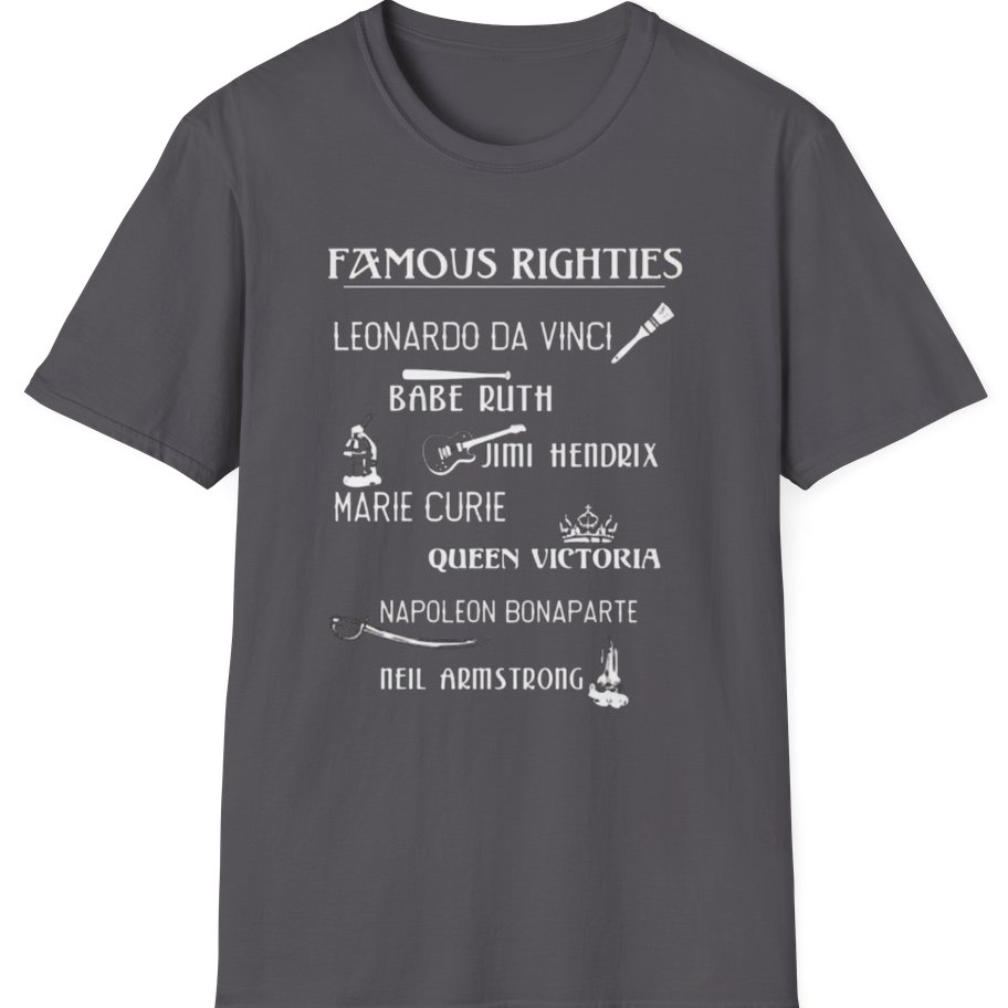 Famous Righties T-Shirt - Charcoal front