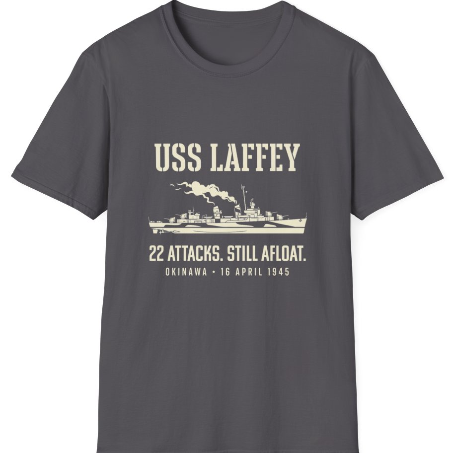 Uss Laffey Okinawa Destroyer T-Shirt - Charcoal front