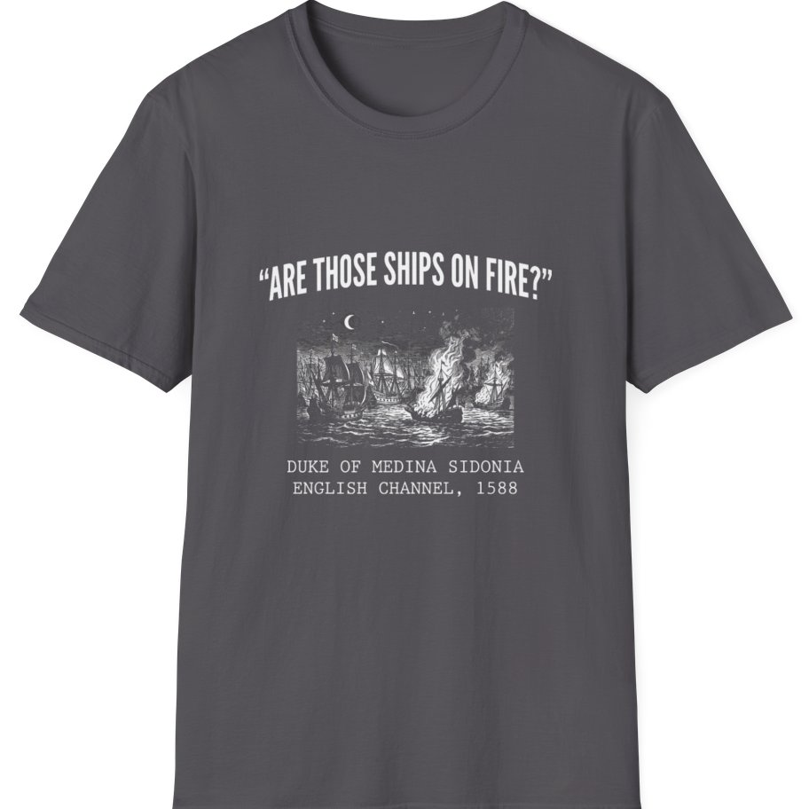 Spanish Armada Fire Ships T-Shirt - Charcoal front