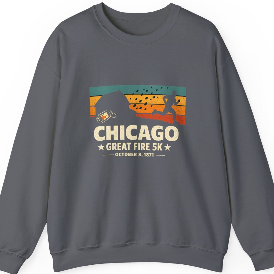 Chicago Great Fire 5K Retro Sweatshirt - Charcoal front