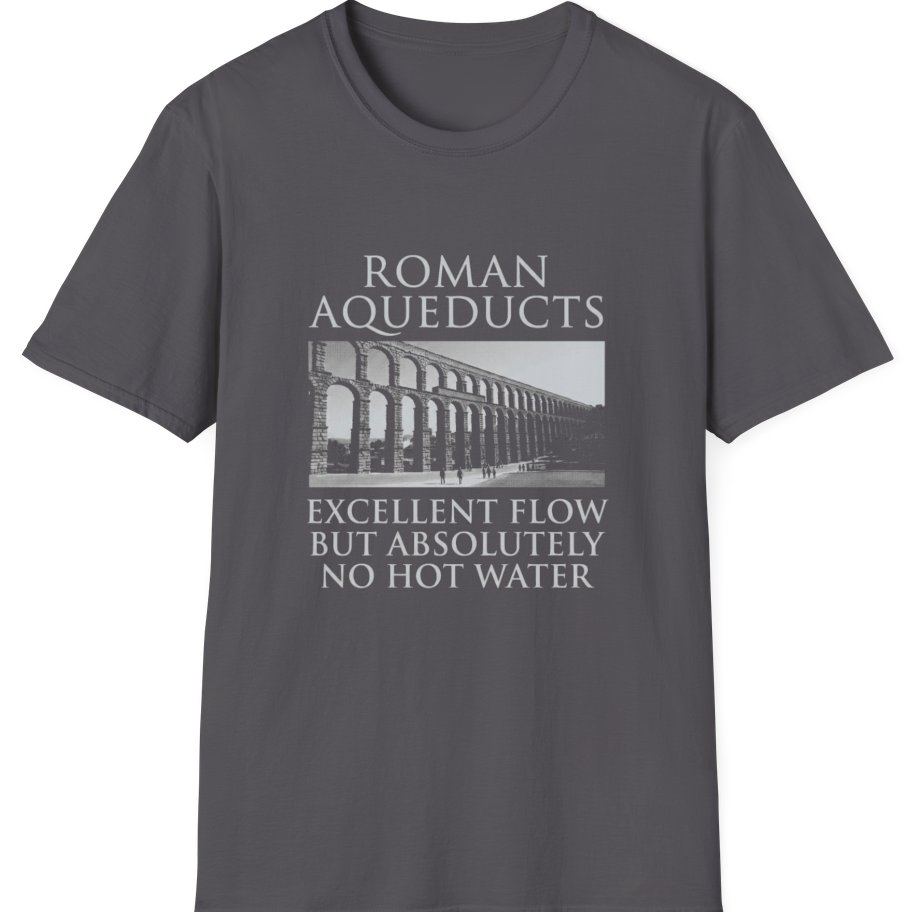 Roman Aqueducts Service Review T-Shirt - Charcoal front