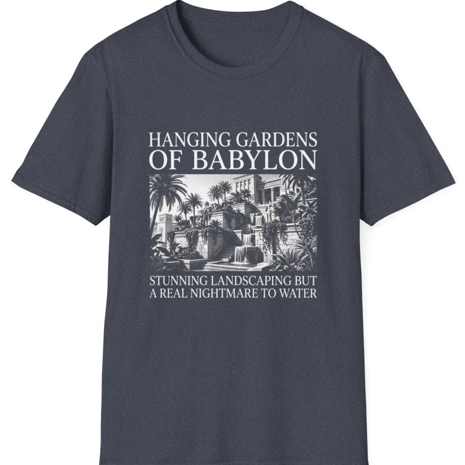 Hanging Gardens Landscaping T-Shirt - Heather Navy front