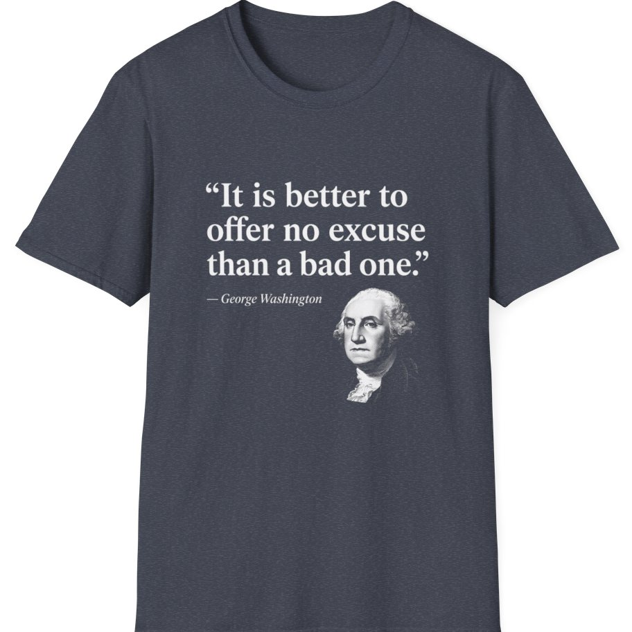 George Washington No Excuse T-Shirt - Heather Navy front