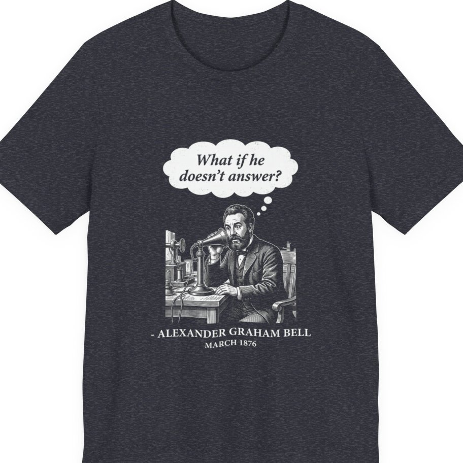 First Phone Call Panic Premium Tee - Heather Navy front