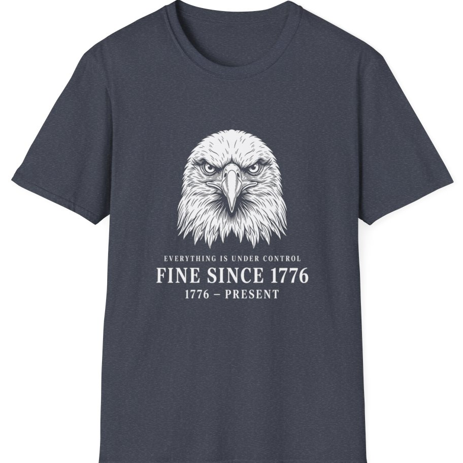 Stressed Eagle Fine Since T-Shirt - Heather Navy front