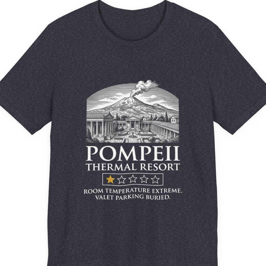 Pompeii Thermal Resort Premium Tee - Heather Navy front