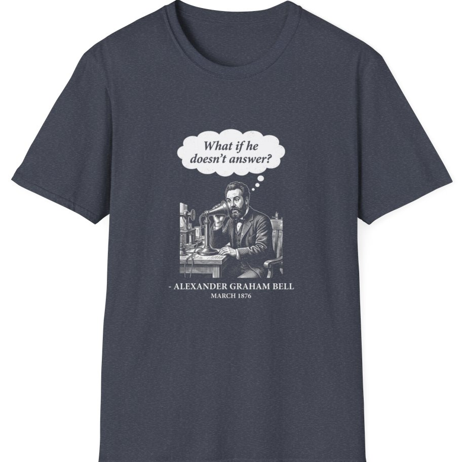 First Phone Call Panic T-Shirt - Heather Navy front