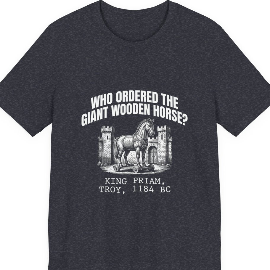 Trojan Wooden Horse Premium Tee - Heather Navy front