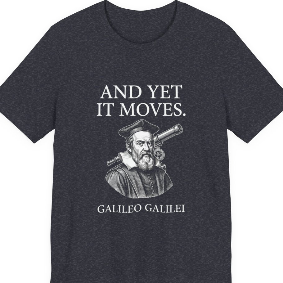 Galileo And Yet It Moves Premium Tee - Heather Navy front