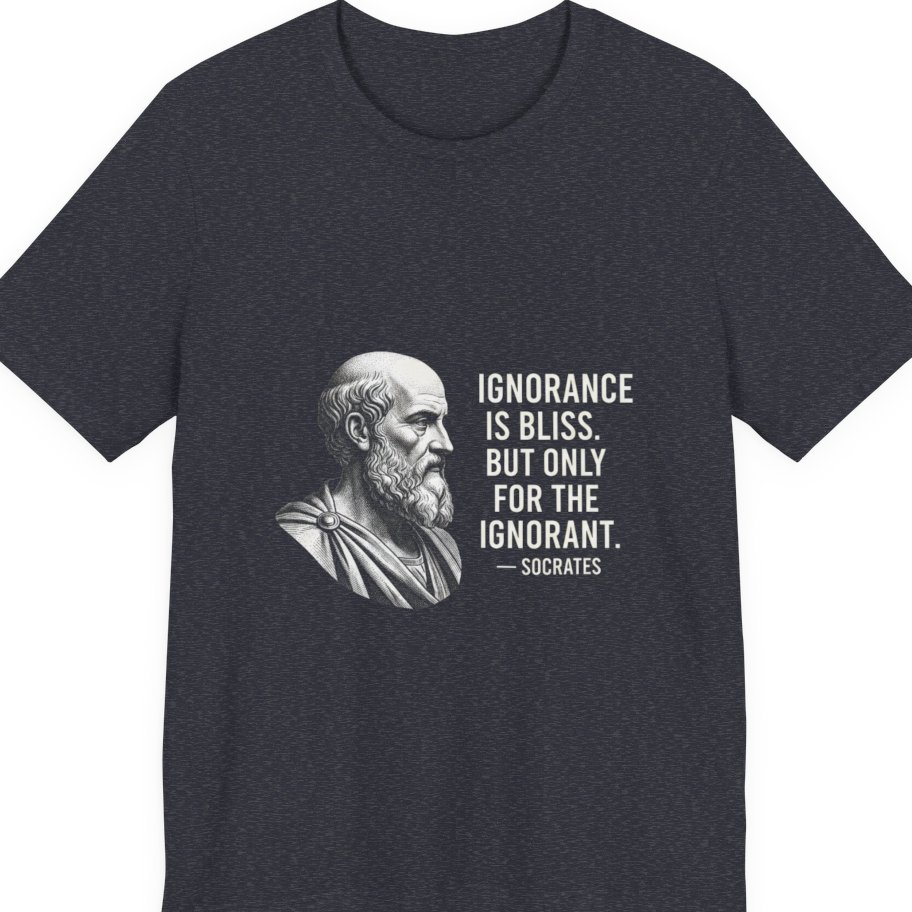 Socrates Ignorance Is Bliss Quote Premium Tee - Heather Navy front
