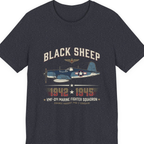 Black Sheep Squadron Crest Premium Tee - Heather Navy front