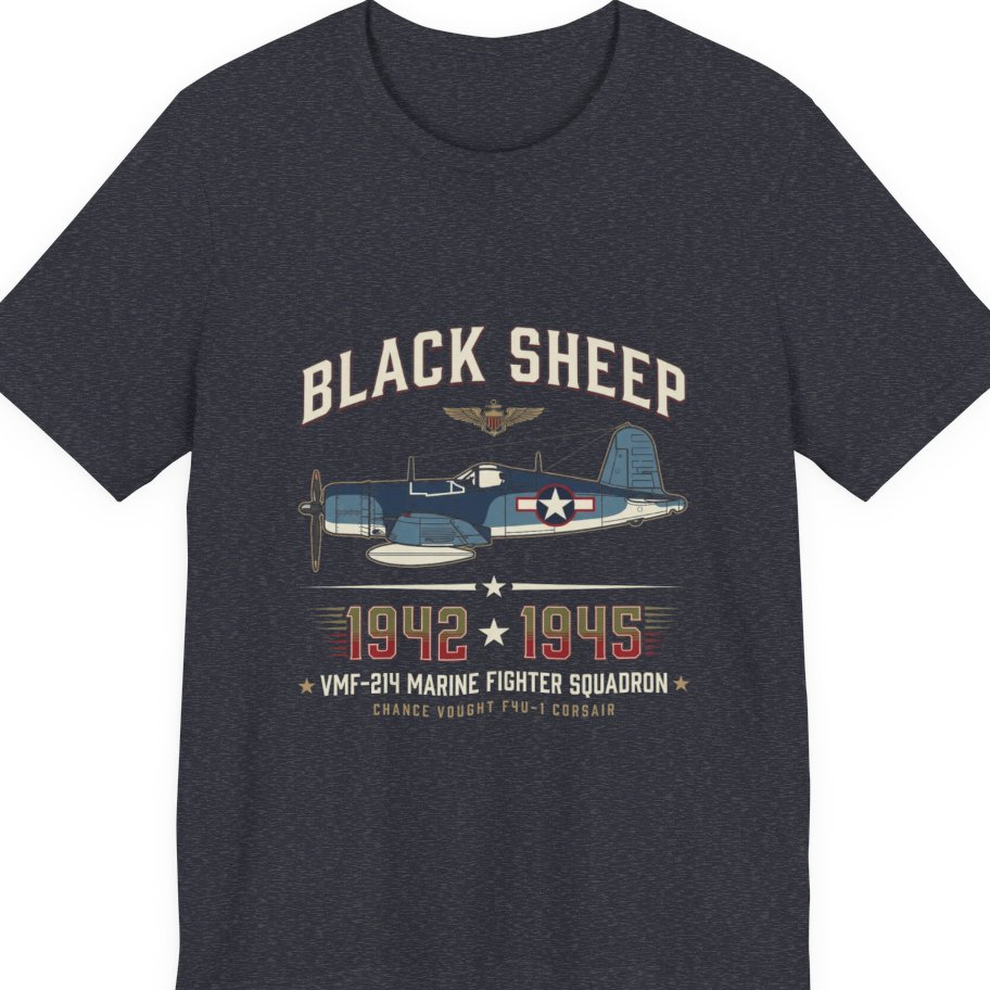 Black Sheep Squadron Crest Premium Tee - Heather Navy front