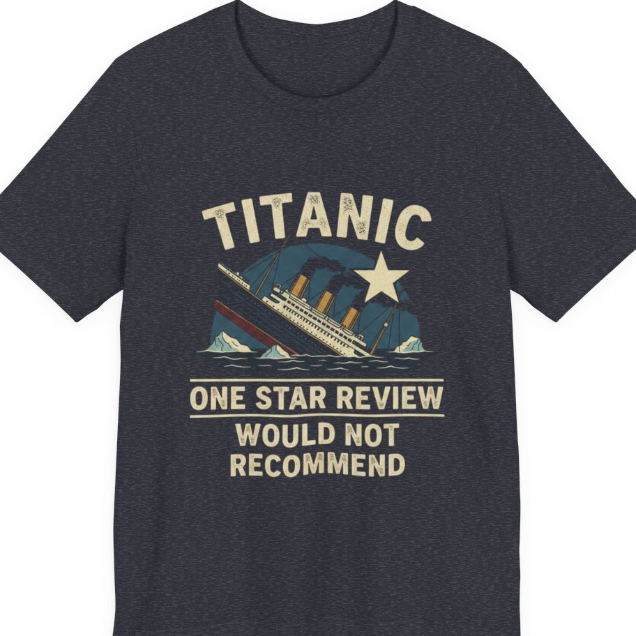 Titanic One Star Review Premium Tee - Heather Navy front