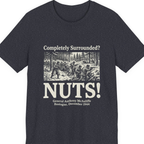 Bastogne Nuts Defiance Premium Tee - Heather Navy front