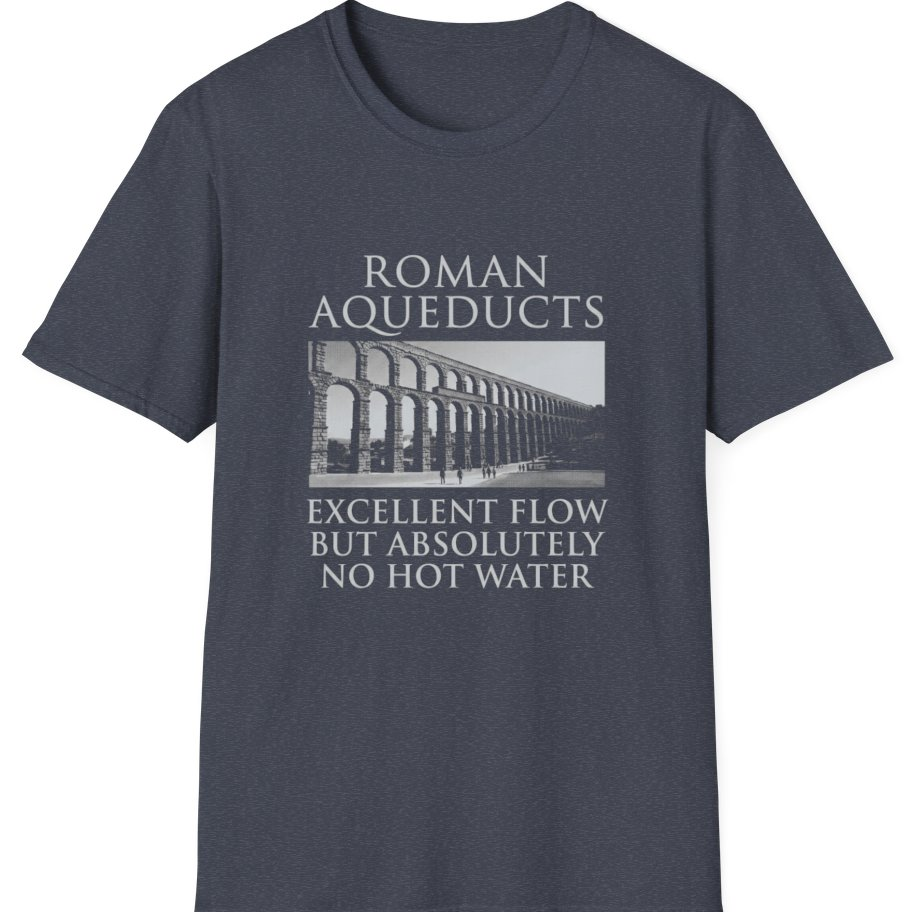 Roman Aqueducts Service Review T-Shirt - Heather Navy front