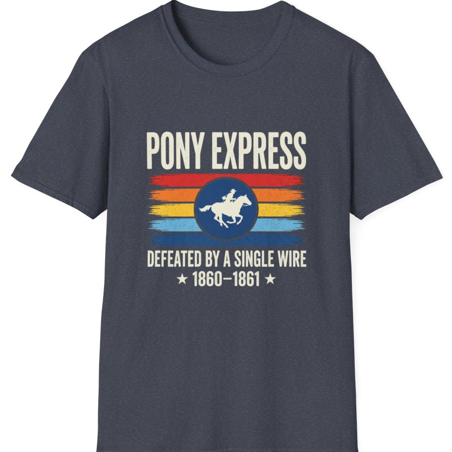 Pony Express Memorial T-Shirt - Heather Navy front