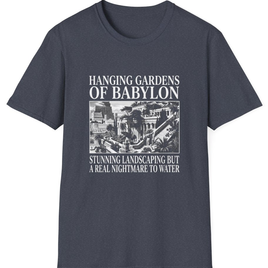 Hanging Gardens Landscaping T-Shirt - Heather Navy front