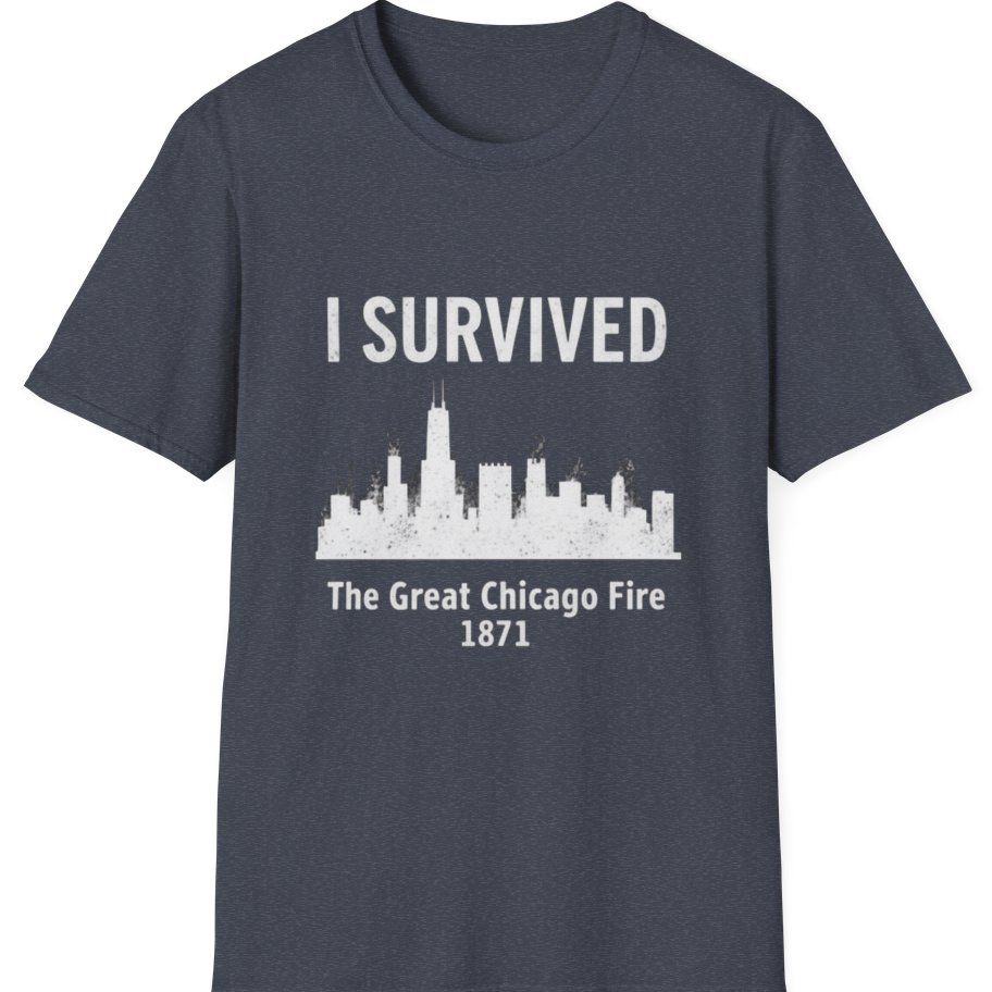 I Survived The Great Chicago T-Shirt - Heather Navy front