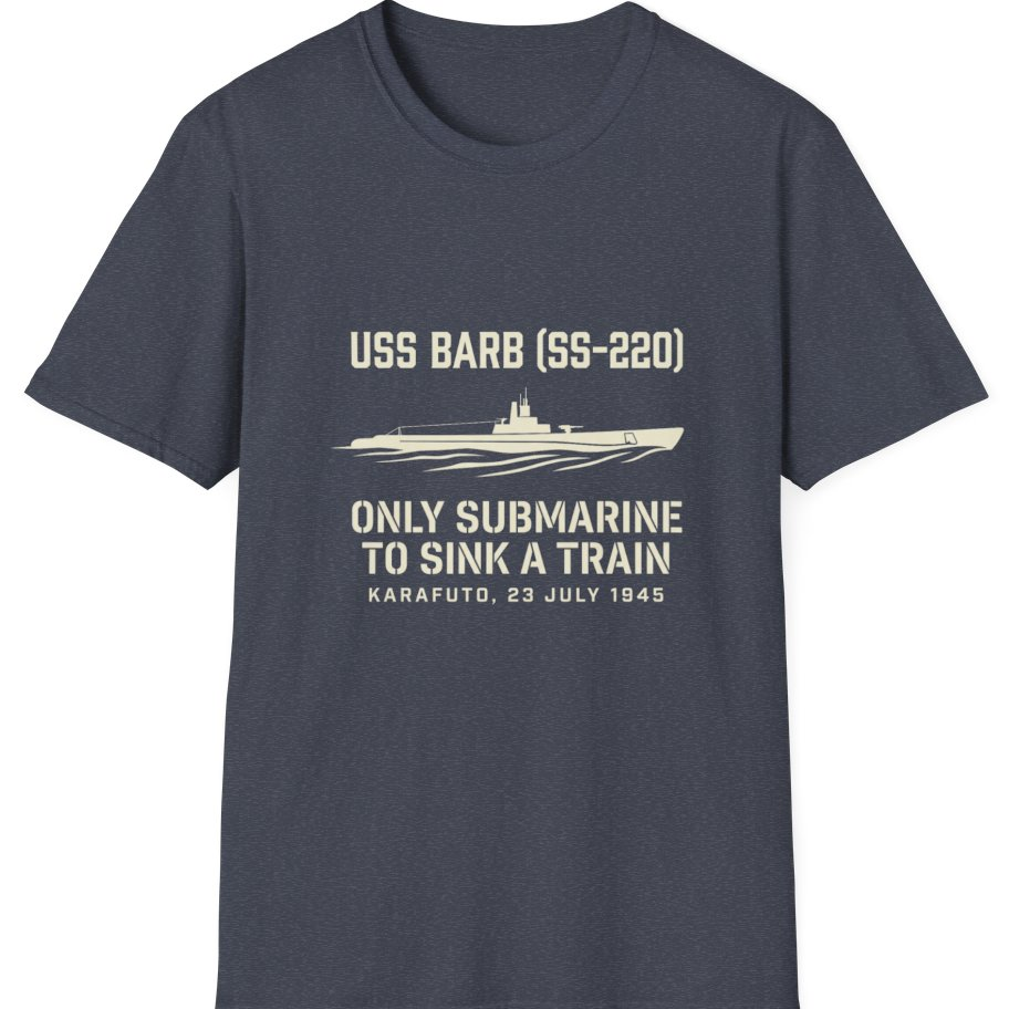 Uss Barb Ss Only Submarine T-Shirt - Heather Navy front