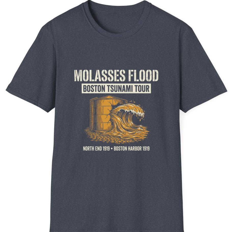 Boston Molasses Flood Tour T-Shirt - Heather Navy front