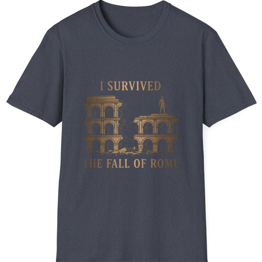 I Survived The Fall of T-Shirt - Heather Navy front
