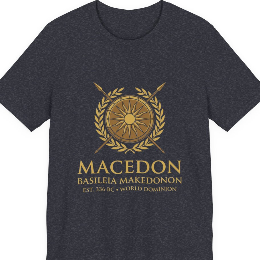 Macedonian Empire Crest Premium Tee - Heather Navy front