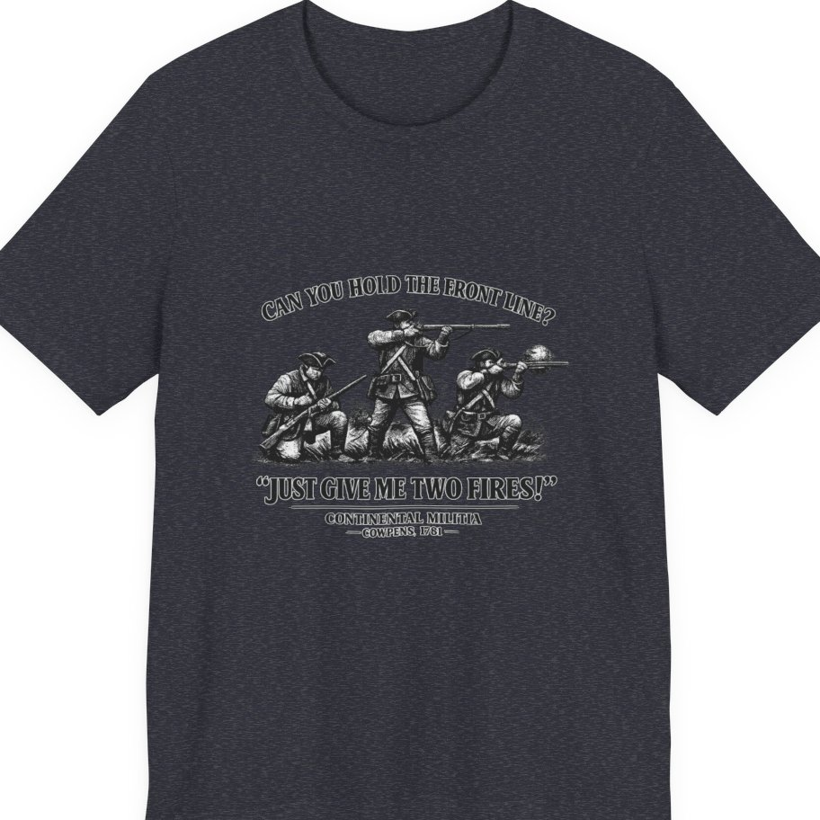 Continental Militia Two Fires Cowpens Premium Tee - Heather Navy front