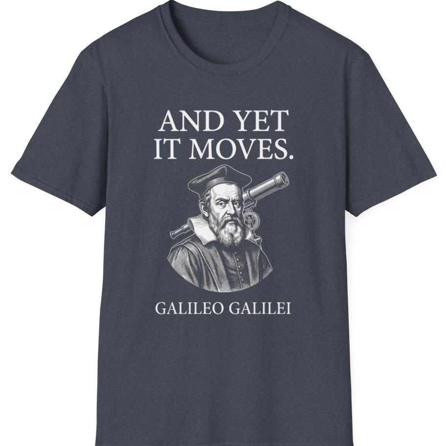Galileo And Yet It Moves T-Shirt - Heather Navy front