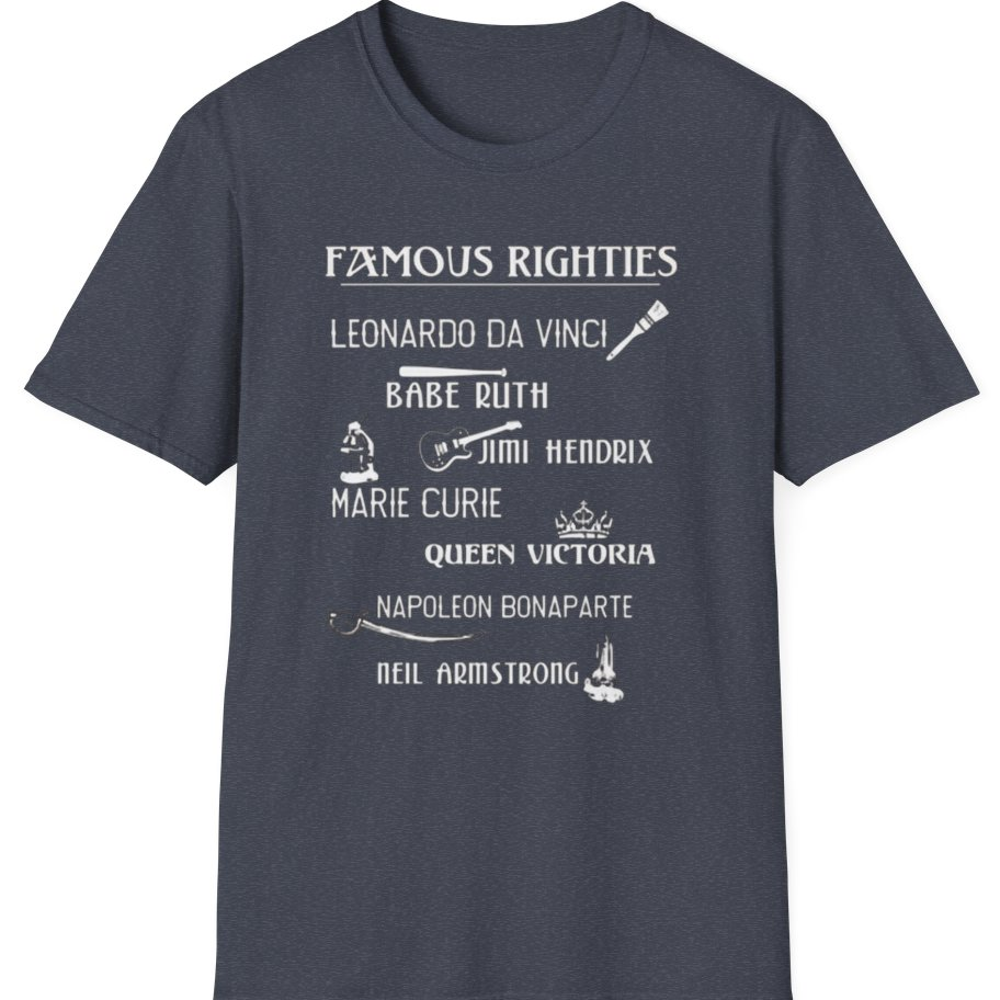 Famous Righties T-Shirt - Heather Navy front