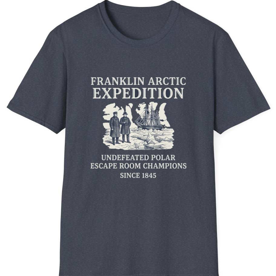 Franklin Arctic Expedition Escape Room T-Shirt - Heather Navy front