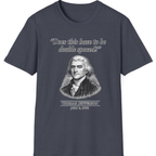 Thomas Jefferson Procrastination Double Spaced T-Shirt - Heather Navy front
